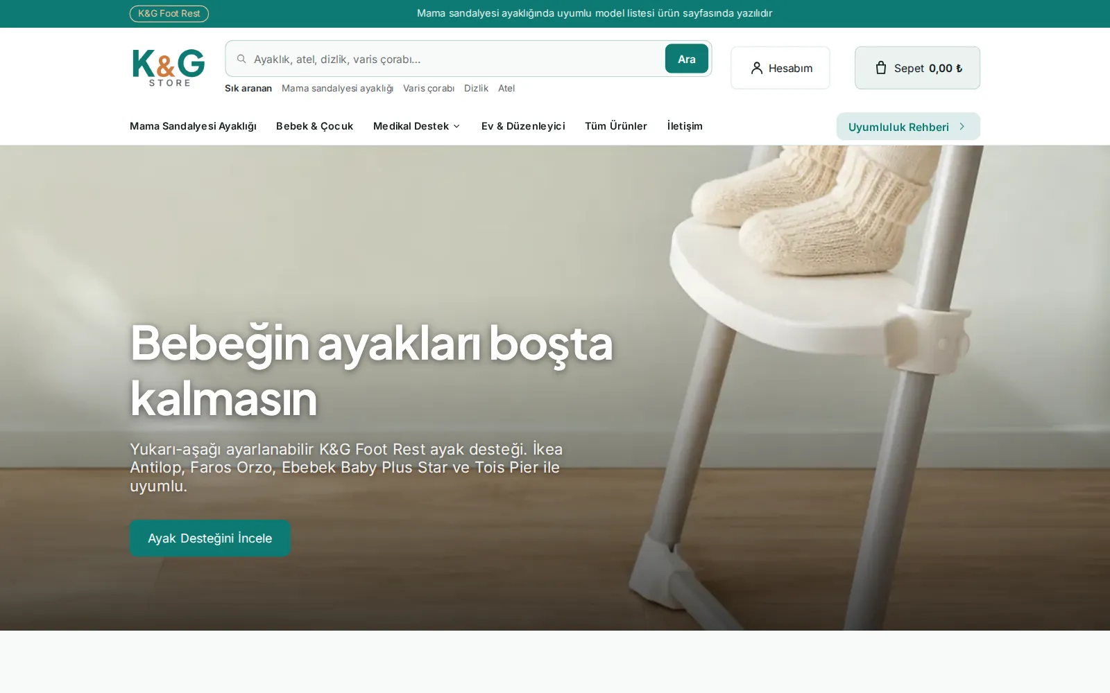 K&G Store mağazası ana sayfası