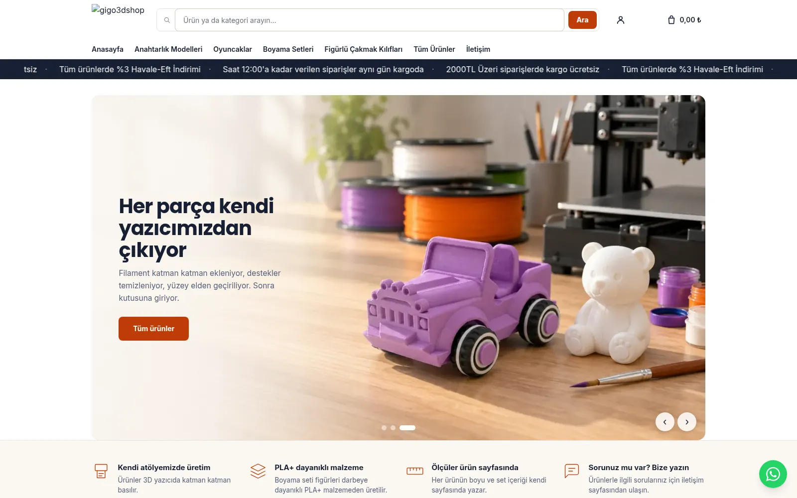 Gigo3dshop mağaza ekran görüntüsü
