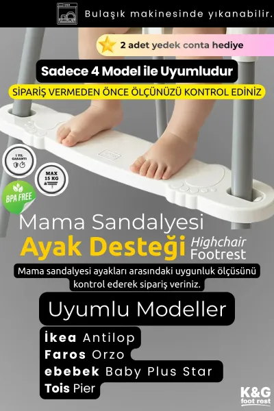 K&G Mama Sandalyesi Ayak Koyma Desteği — İkea Antilop Uyumlu, Ayarlanabilir