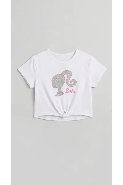 Kız Çocuk Etek Ucu Bağcıklı Baskılı T-Shirt