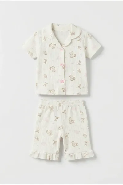 Kız Bebek Fitilli Pijama Takımı