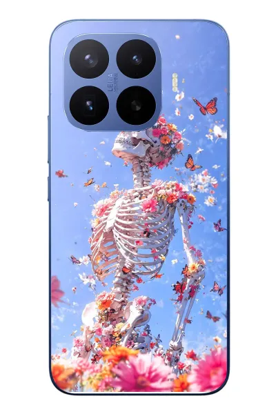 Xiaomi 17T Pro Uyumlu İskelet Çiçekleri Baskılı Silikon Kılıf