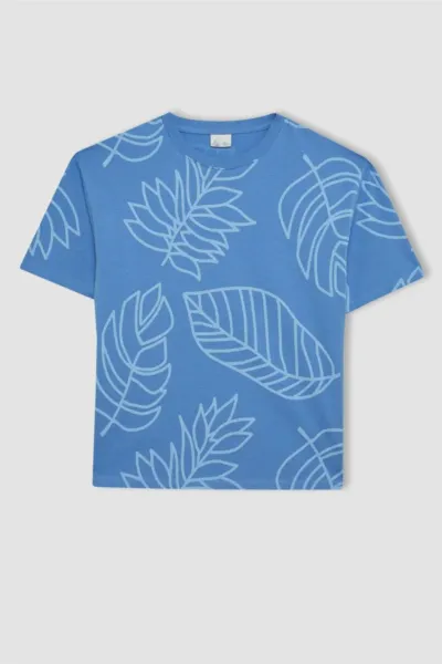 Erkek Çocuk Yaprak Desenli T-Shirt