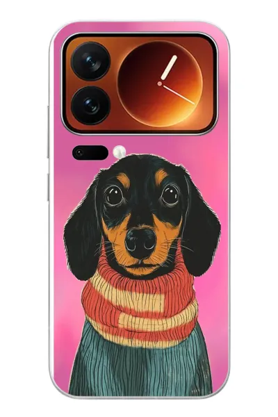 Xiaomi 17 Pro Max Uyumlu Sevimli Siyah Köpek Baskılı Silikon Kılıf