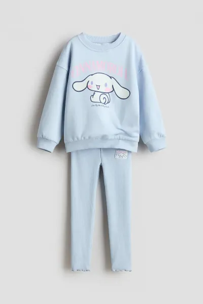 Kız Çocuk Baskılı Sweatshirt Tayt Takım