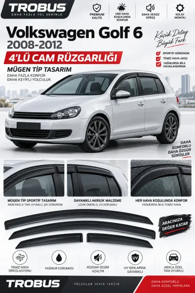 Volkswagen Golf 6 (2008-2012) Cam Rüzgarlığı 4'lü