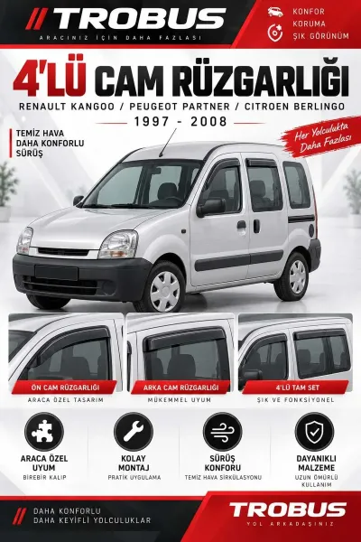 Citroen Berlingo (1997-2008) Cam Rüzgarlığı 4'lü