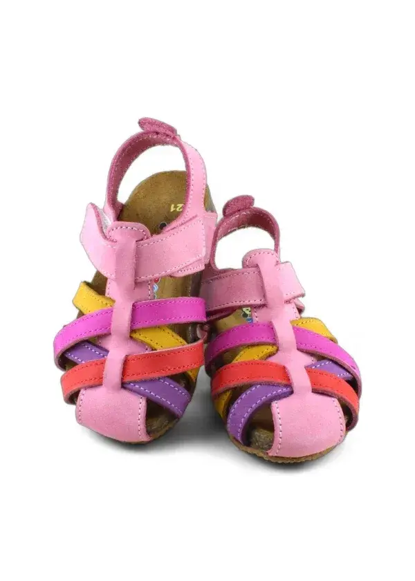 Pembe Renkli Deri ve Ortopedik Bebek Sandalet