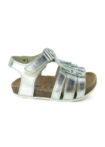 Gümüş Baskılı Deri ve Ortopedik Bebek Sandalet RR-B-0004