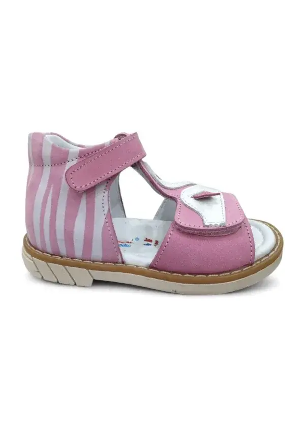Pembe Tam Ortopedik Deri Bebek Sandalet