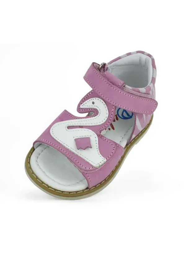 Pembe Tam Ortopedik Deri Bebek Sandalet