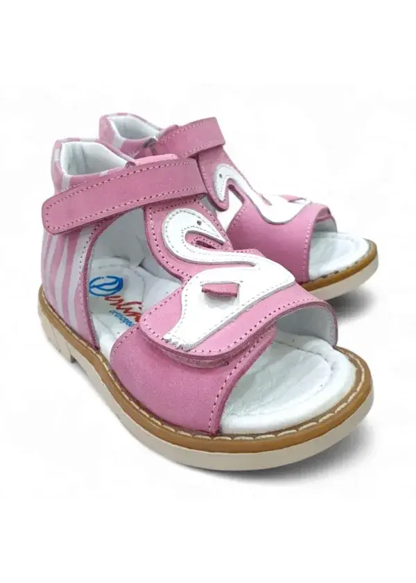 Pembe Tam Ortopedik Deri Bebek Sandalet