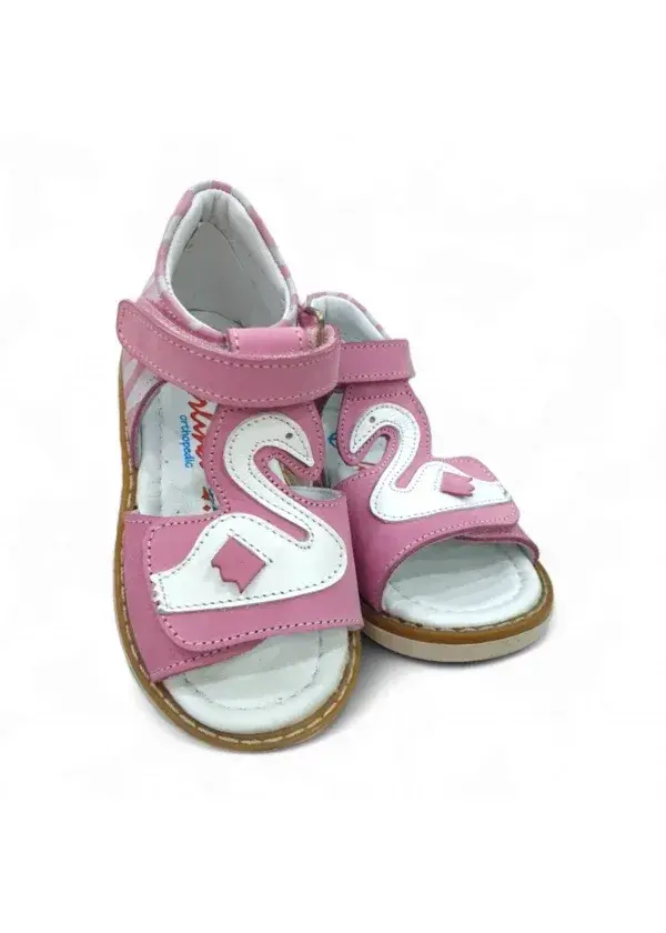 Pembe Tam Ortopedik Deri Bebek Sandalet