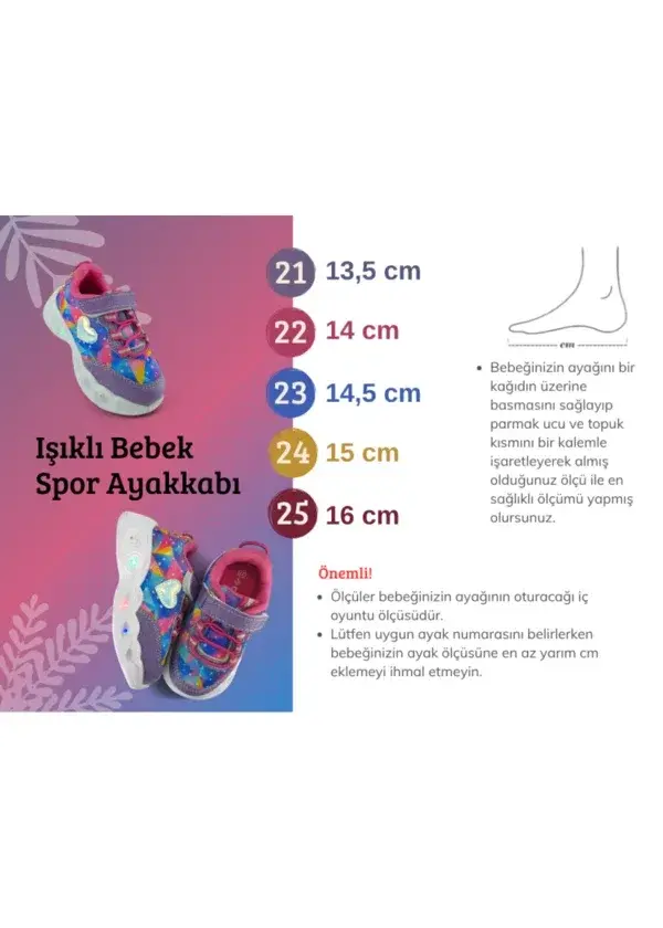 Renkli Anatomik Bebek Spor Ayakkabı