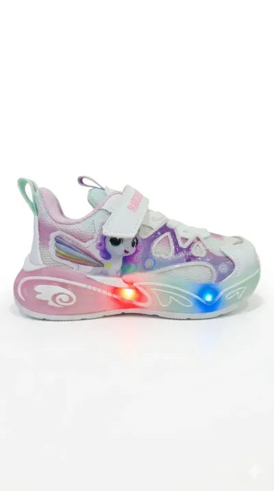 Pembe Unicorn Desenli Işıklı Yarı Ortopedik Spor Ayakkabı MK-Ç-0003