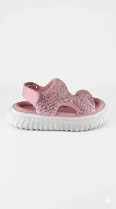Taşlı Kız Çocuk Sandalet Pembe