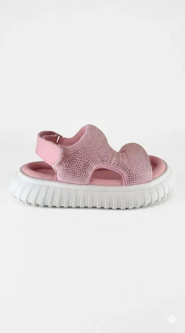 Taşlı Kız Çocuk Sandalet Pembe