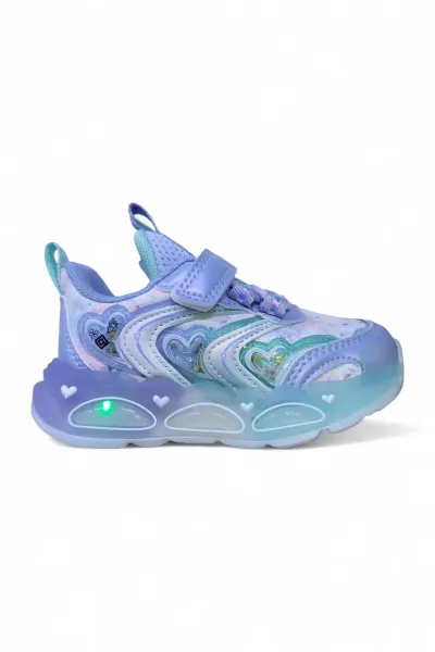 Ortopedik Taban Nefes Alan Işıklı Cırtlı Kız Bebe Spor Ayakkabı PP-B-0003