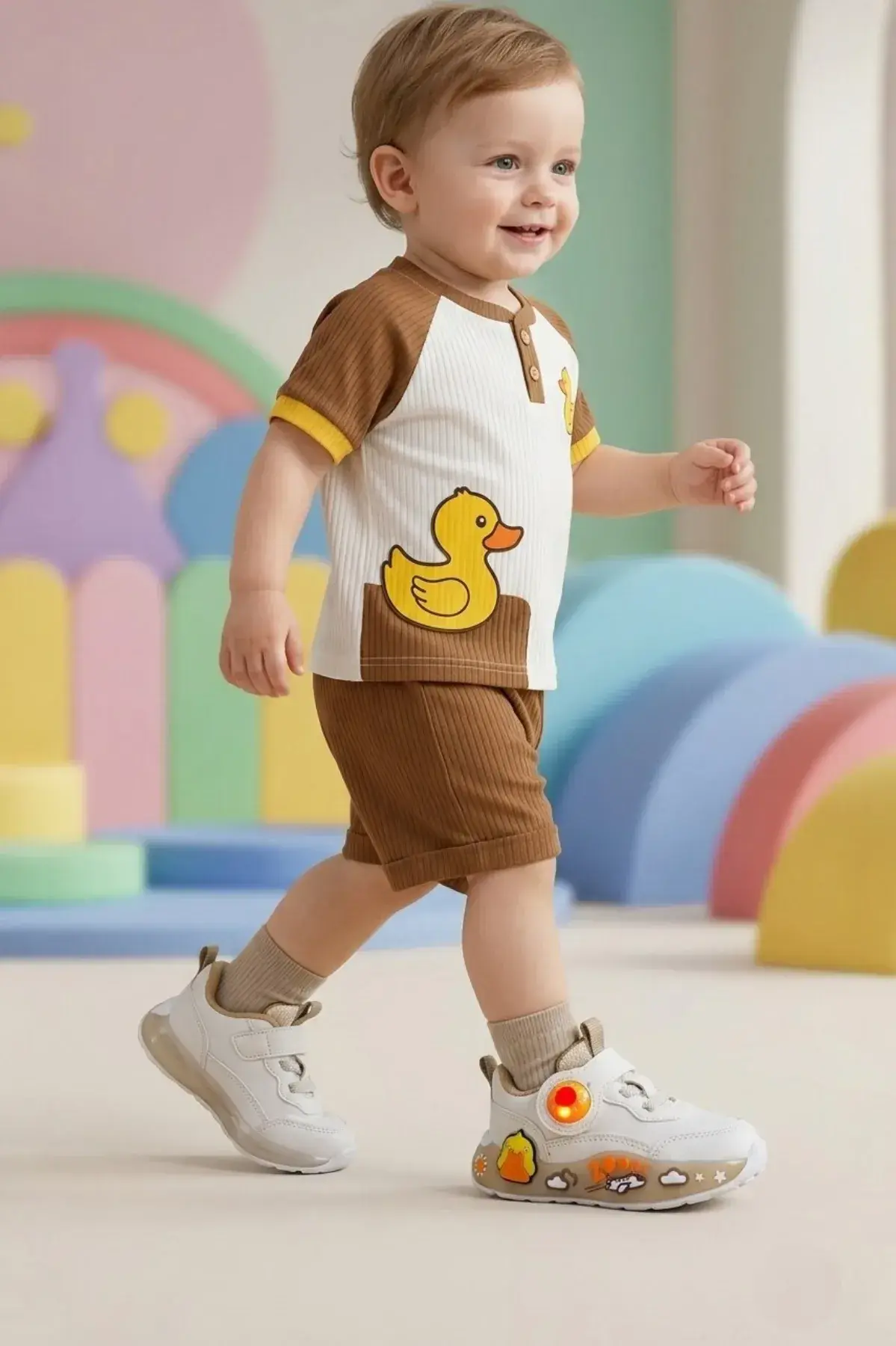 Ördek Desenli Ortopedik Taban Unisex Bebek Çocuk Spor Ayakkabı4