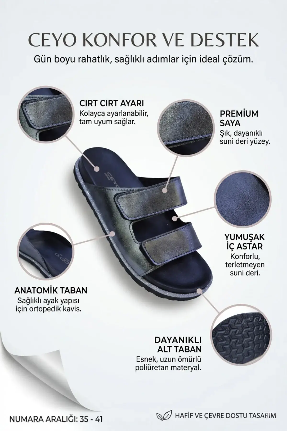 Siyah Ortopedik Destekli Konforlu İç Astar Cırtlı Kadın Terlik2