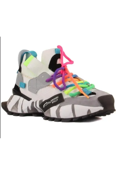 24Y303-1 Kadın Renkli Premium Sneaker Spor Ayakkabı BEYAZ