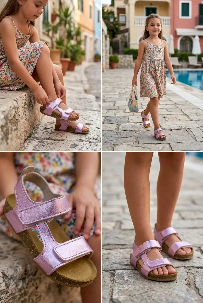 Pembe Deri ve Ortopedik Çocuk Sandalet