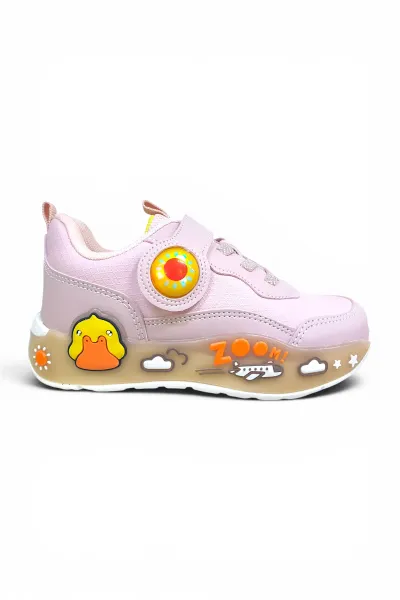 Ortopedik Taban Unisex Ördek Desenli Bebek Spor Ayakkabı Pembe