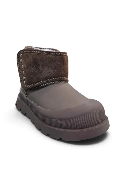 Anatomik Taban Sıcak Kürk Astar Kaliteli Suni Deri Unisex Bot LENA-P Kahverengi