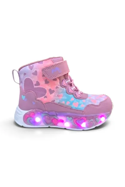Waterproof Suni Deri Anatomiik Taban Işıklı Kız Çocuk Bot MONTANA-F Pembe