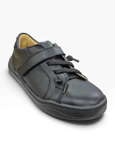 Ortopedik Taban Hakiki İç Dış Deri Kaymaz Taban Esnek Unisex Çocuk Ayakkabı Siyah