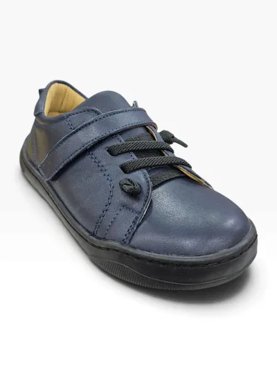 Ortopedik Taban Hakiki İç Dış Deri Kaymaz Taban Esnek Unisex Çocuk Ayakkabı Lacivert