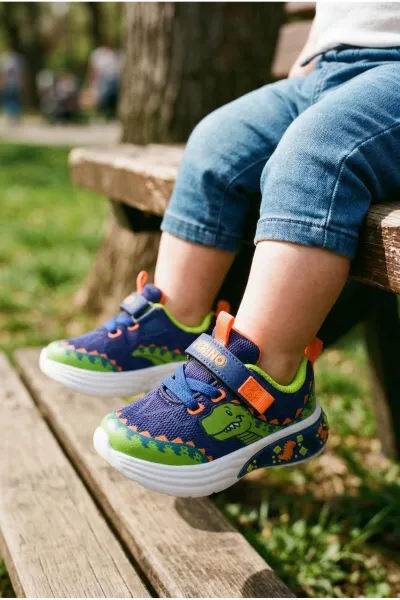 2254 Ortopedik Erkek Bebek Saks Mavi Işıklı Rahat Sneaker