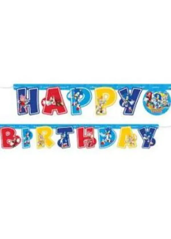 Sonic Temalı Happy Birthday Harf Banner