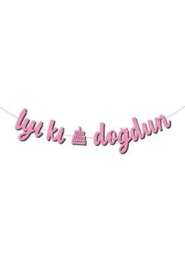 Kaligrafi Banner Pembe İyi Ki Doğdun