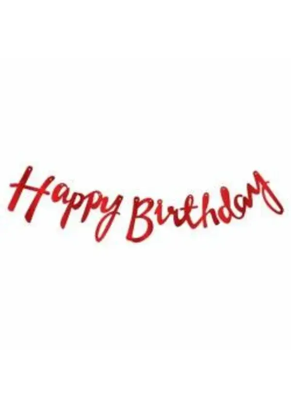 Kaligrafi Banner Kırmızı Happy Birthday