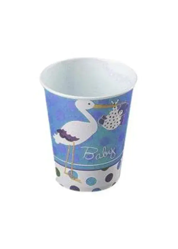 Baby Shower Mavi Leylek Karton Bardak 8'li