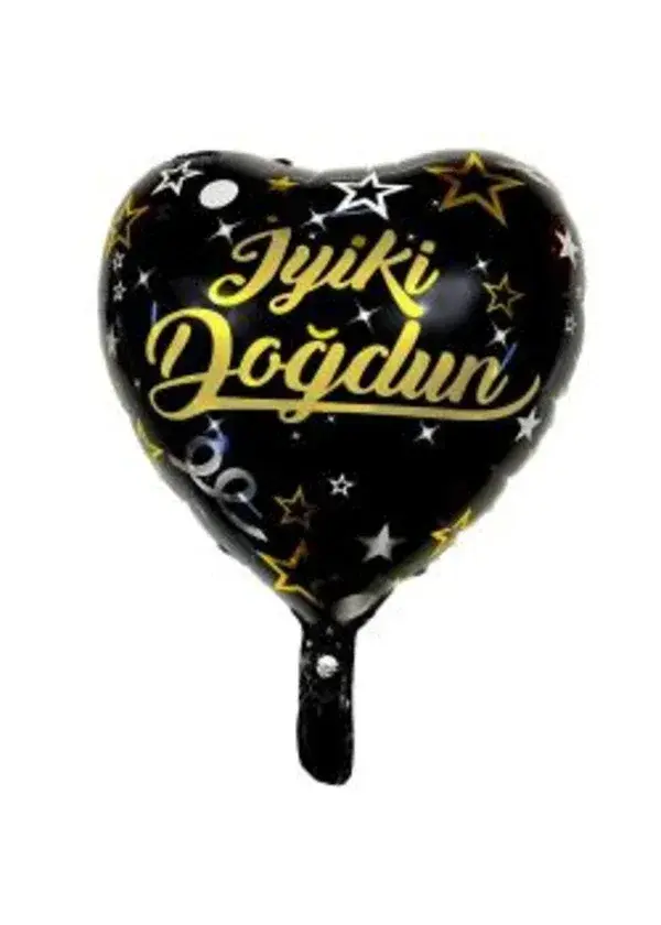 İyi ki Doğdun Siyah Kalp Folyo Balon 45cm