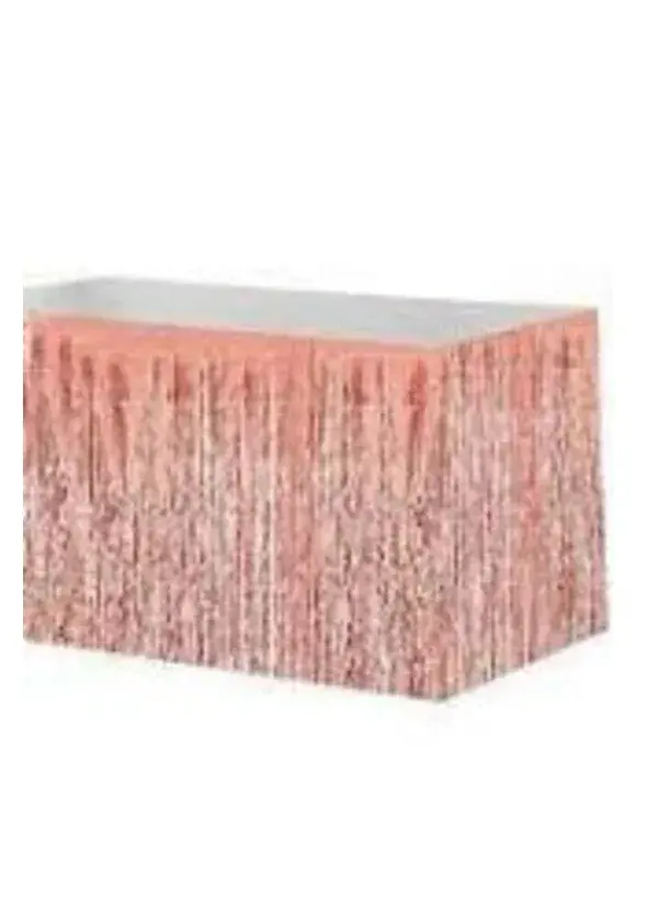 Metalize Rose Gold Püsküllü Masa Eteği
