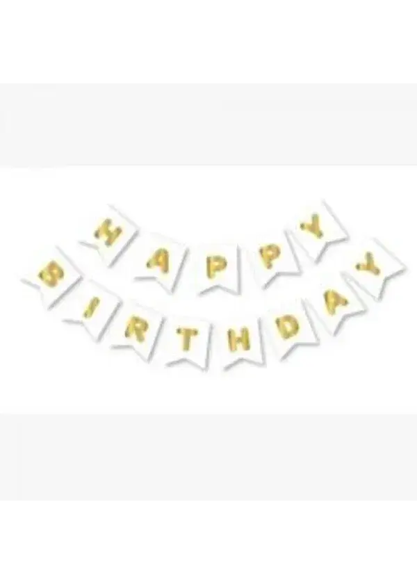 Happy Birthday Beyaz Altın Harf Banner