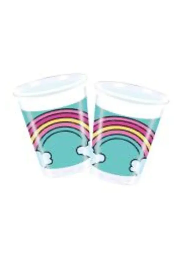 Unicorn Rainbow Plastik Bardak 8'li