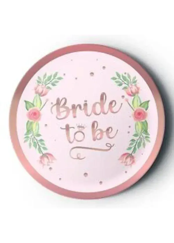 Bride To Be Çiçekli Rose Gold Tabak 8'li
