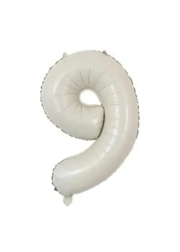 9 Rakam Folyo Balon Saten Krem 75cm