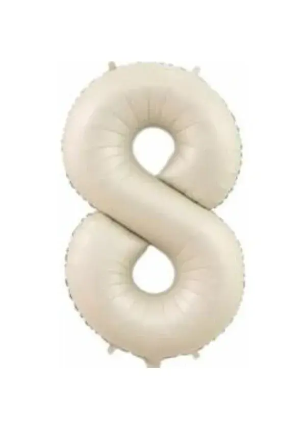 8 Rakam Folyo Balon Saten Krem 75cm