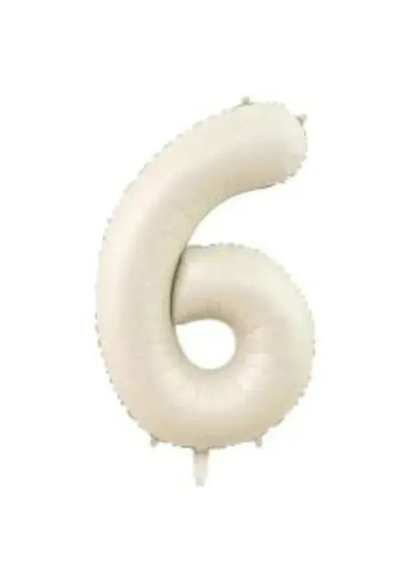 6 Rakam Folyo Balon Saten Krem 75cm