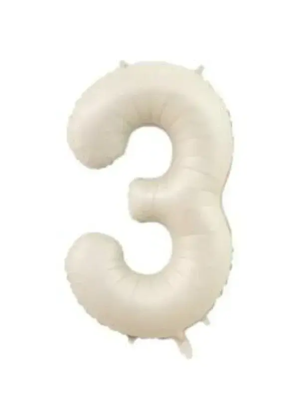 3 Rakam Folyo Balon Saten Krem 75cm