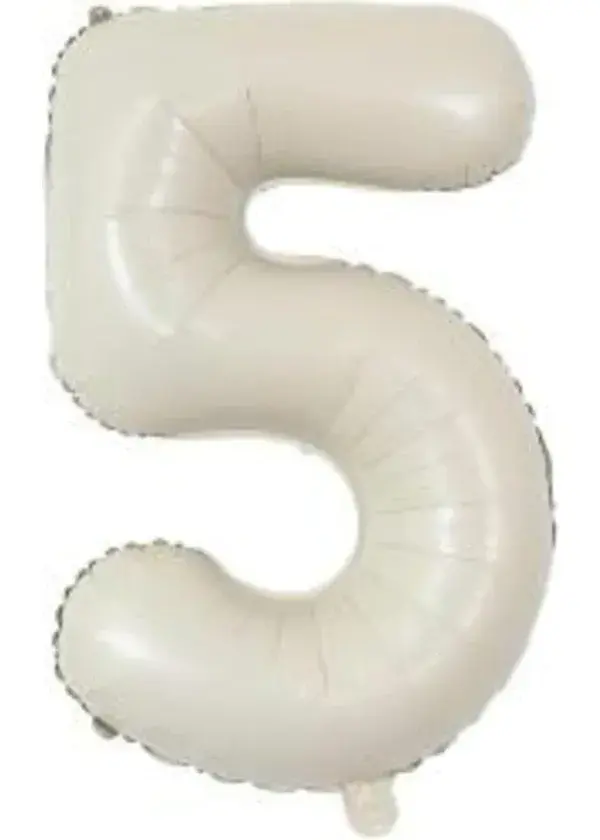 5 Rakam Folyo Balon Saten Krem 75cm