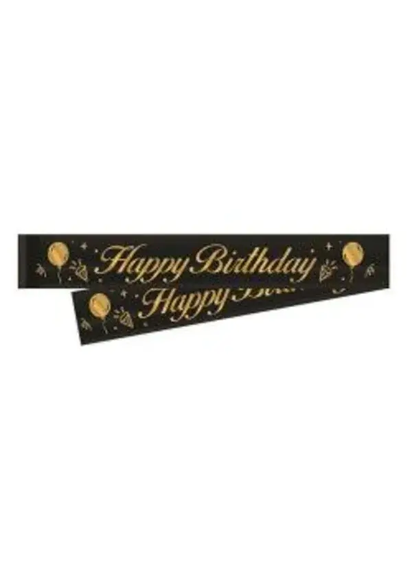 Happy Birthday Gold Yaldızlı Siyah Kuşak