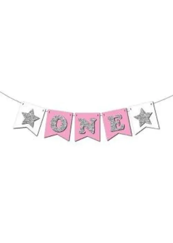 One İpe Dizili Pembe Üzeri Gümüş Strafor Süs