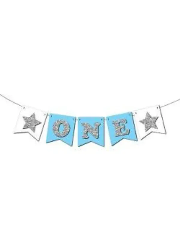 One İpe Dizili Mavi Üzeri Gümüş Strafor Süs