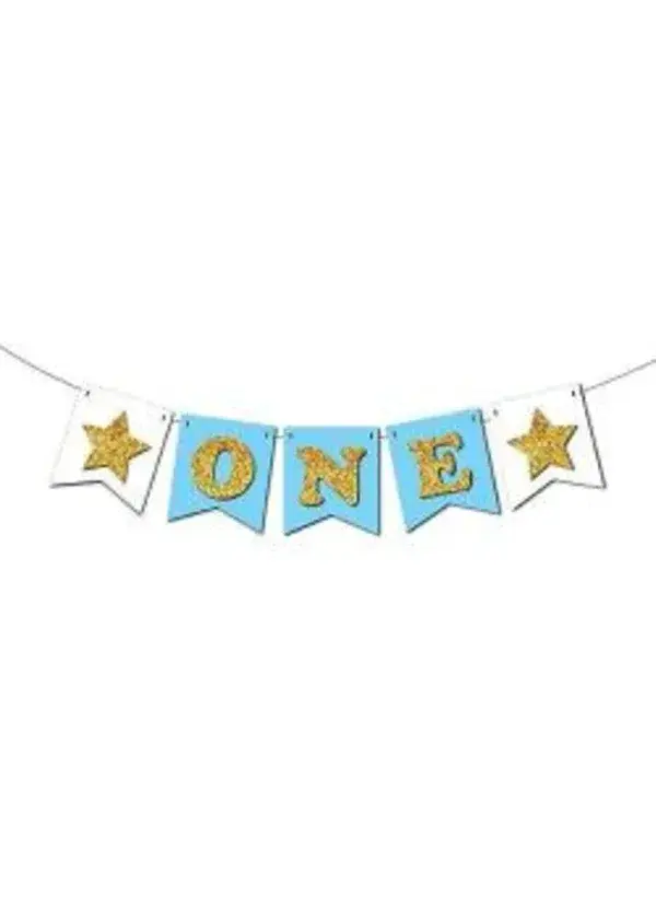 One İpe Dizili Mavi Üzeri Gold Strafor Süs